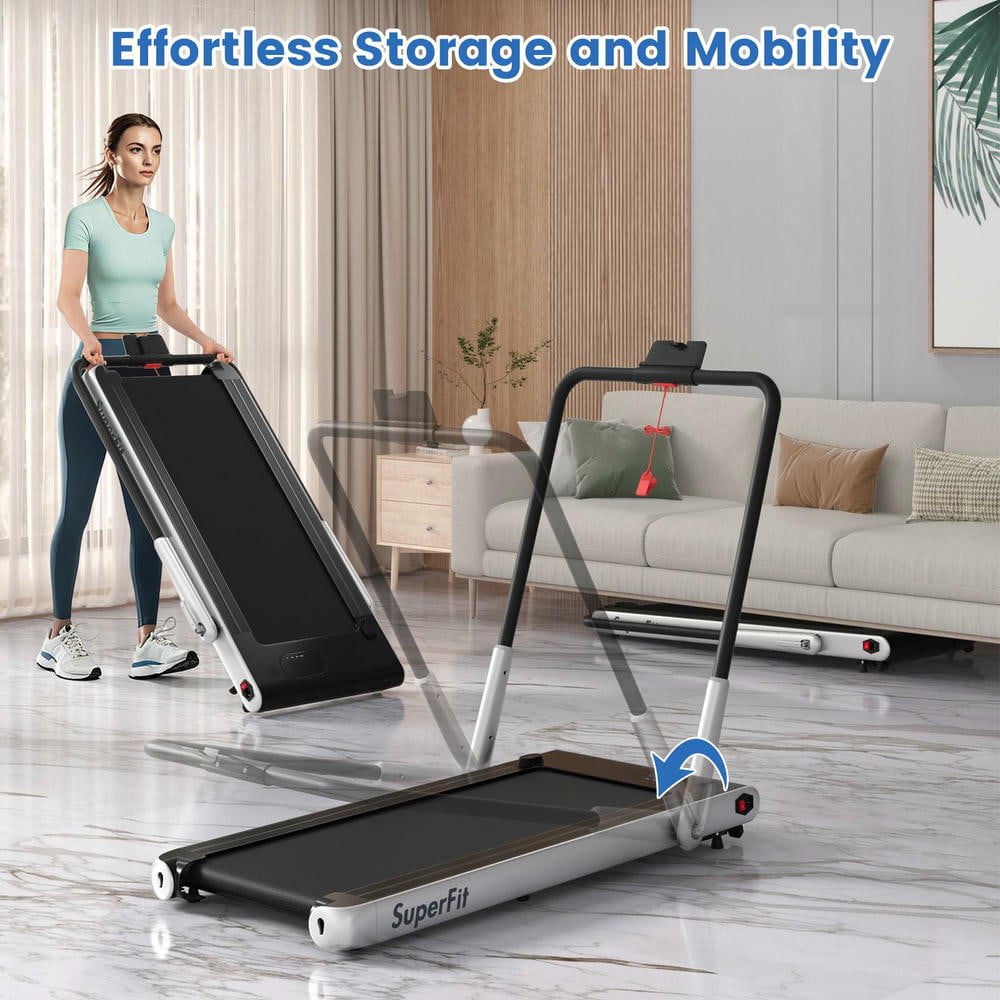 Resenkos 3 HP 3-in-1 Folding Treadmill with App Connectivity and Speakers - Silver