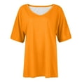 thumbnail image 4 of Timegard Womens Tops V Neck Short Sleeve Loose Blouse Summer Solid Color Casual Comfy Tops Basic Tee, 4 of 5