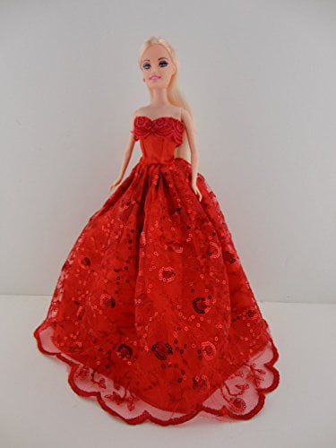 Red Ball Gown with Great Bodice and Lace Accents Made to Fit Barbie Doll