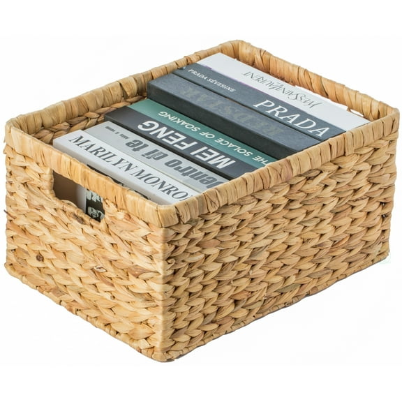 Vintiquewise Natural Water Hyacinth Rectangular Storage Bin Basket Large