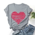 thumbnail image 2 of Besolor T-Shirt de la Saint-Valentin pour Femmes, Mode Imprimé Cœur, Manches Courtes, Col Rond, 2 of 3