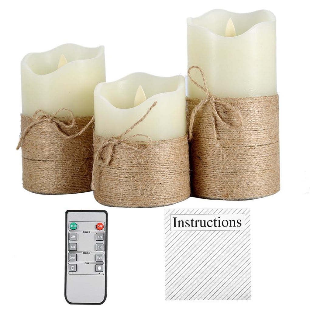 3Pcs/Set 4"+5"+6" LED Candles Flameless Flickering With Timer+Remote Xmas Gift 