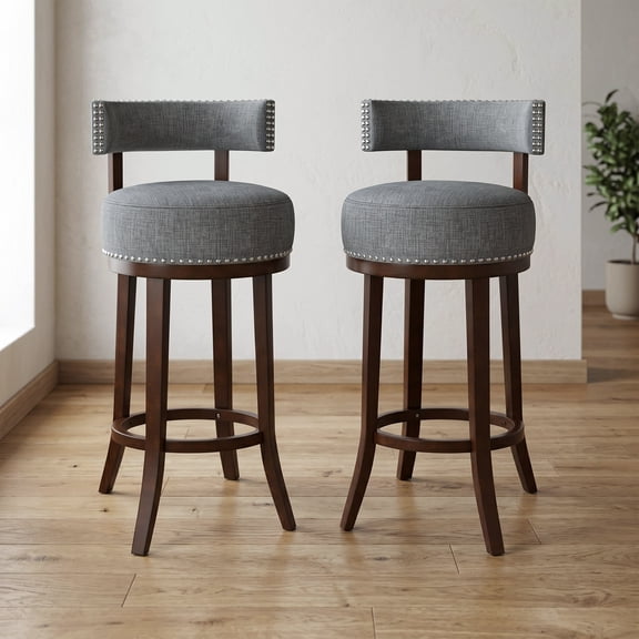 Furniture of America Jensen Swivel Bar Stools - Set of 2, 29", Light Gray