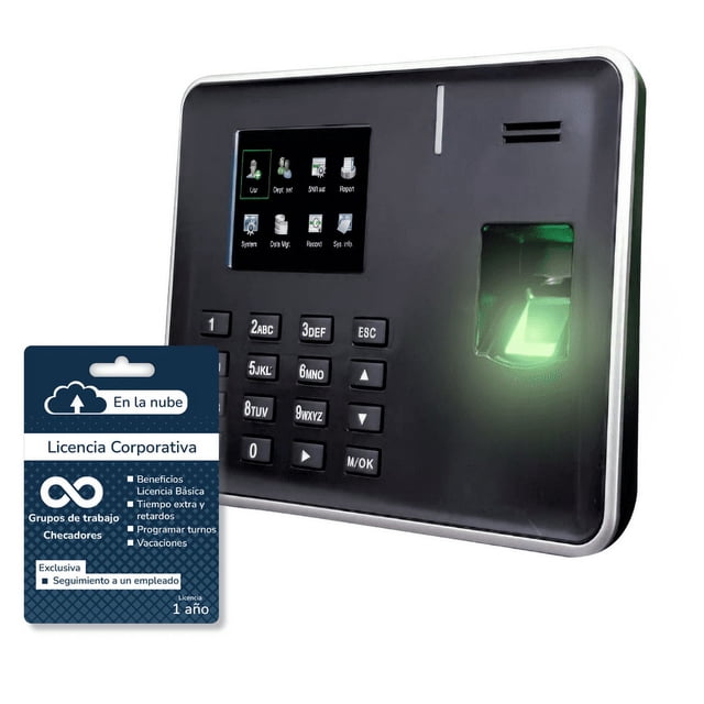 BioNet Reloj checador biométrico serie A, más licencia Corporativa, asistencia de tiempos de 25 empleados por huella digital, máquina para fichar, marcar tarjeta, control de asistencia
