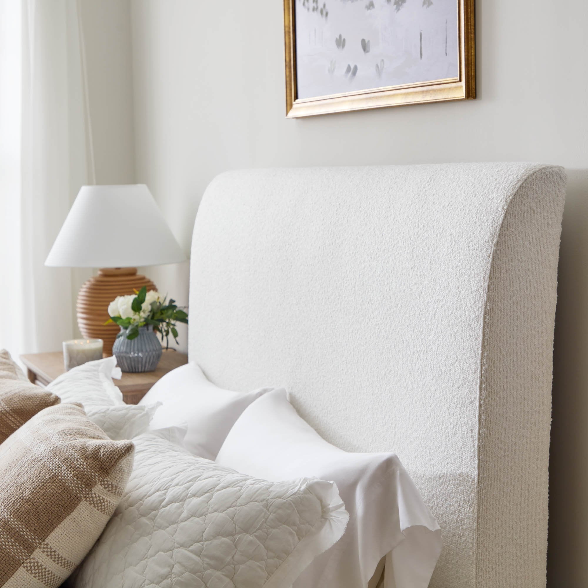 My Texas House Flynn Boucle King Platform Bed, Cream