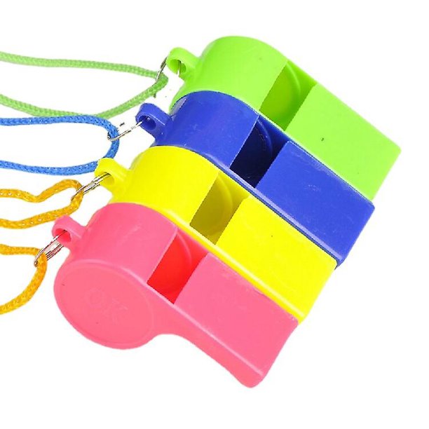 Plastic Whistle With Lanyard Set, Suitable For Coaches And Referees Sports Competition Survival Emergency12pcs-random Color