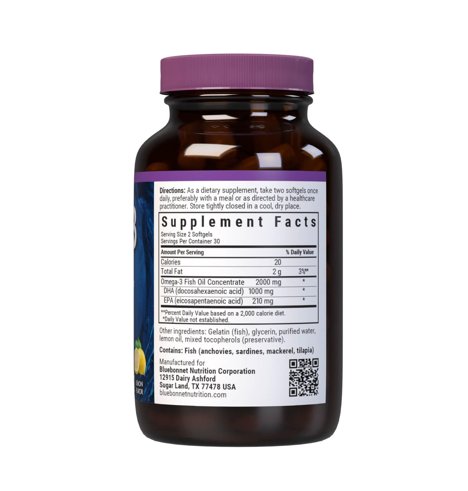 Bluebonnet Natural Omega-3 Brain Formula, 60ct