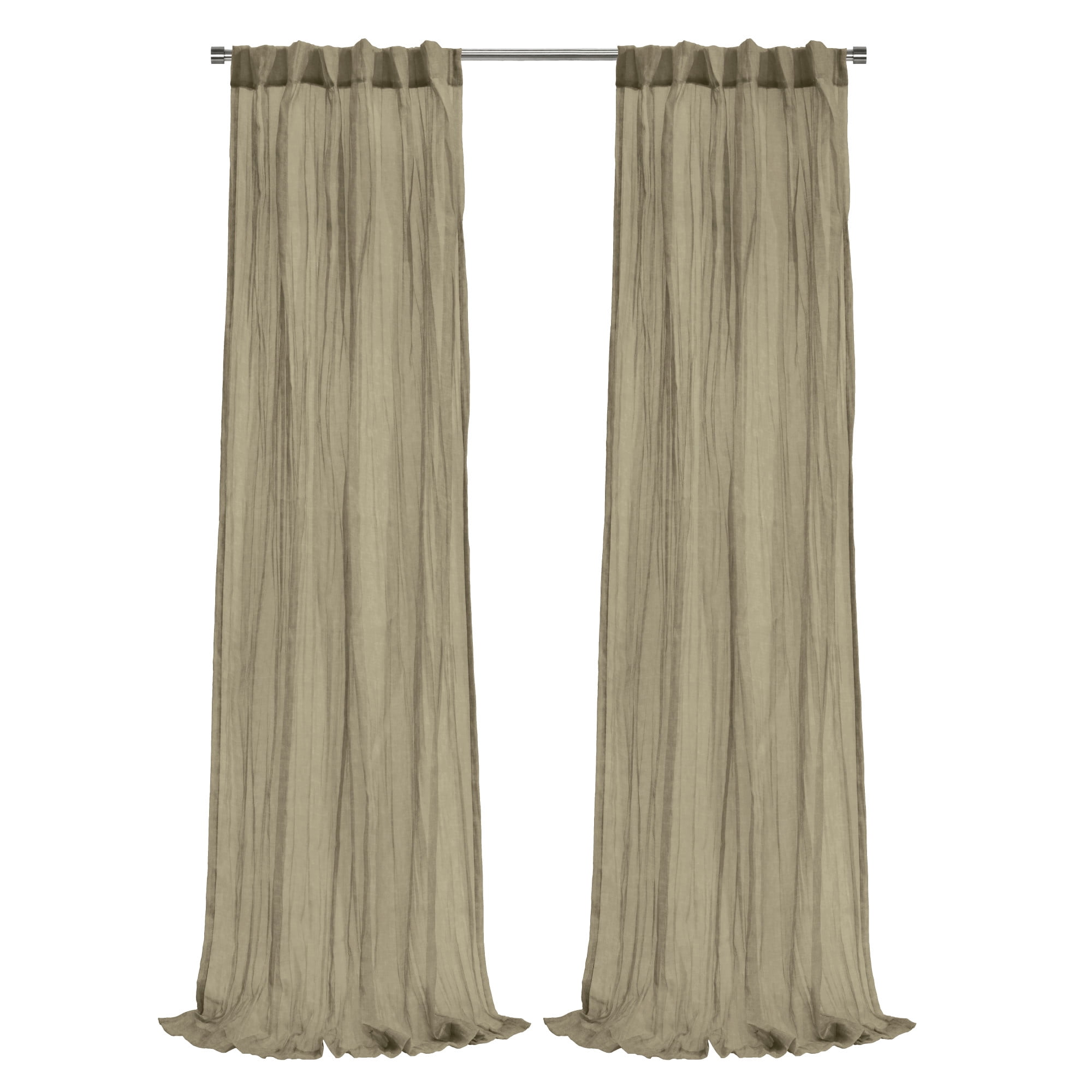 Loft Living Peoria Sheer Dual Header Indoor Curtain 52 x 108 in Khaki