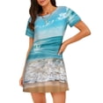 thumbnail image 1 of Vsdgher Motif Vagues Ensoleillées Océan Chemise de Nuit à Manches Courtes Col Rond Mignonne Robe de Nuit Confortable, 1 of 6