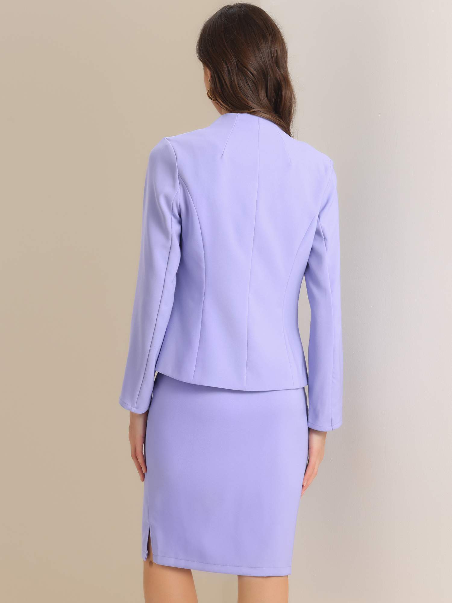 DARING DIVA Women's 2-Piece Business Blazer Pencil Skirt Suit Set XL Light Purple