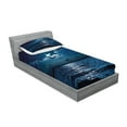 thumbnail image 2 of Night Fitted Sheet & Pillow Sham Set, Majestic Dramatic Sky Clouds and Full Moon over Seascape Calm Tranquil Ocean, Decorative Printed 4 Piece Bedding Decor Set, Twin, Dark Blue White, by Ambesonne, 2 of 3