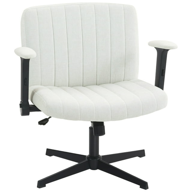 HOMCOM Chaise à Croisillons avec Accoudoirs, Grand Chaise de Bureau, Sans Roues, Beige