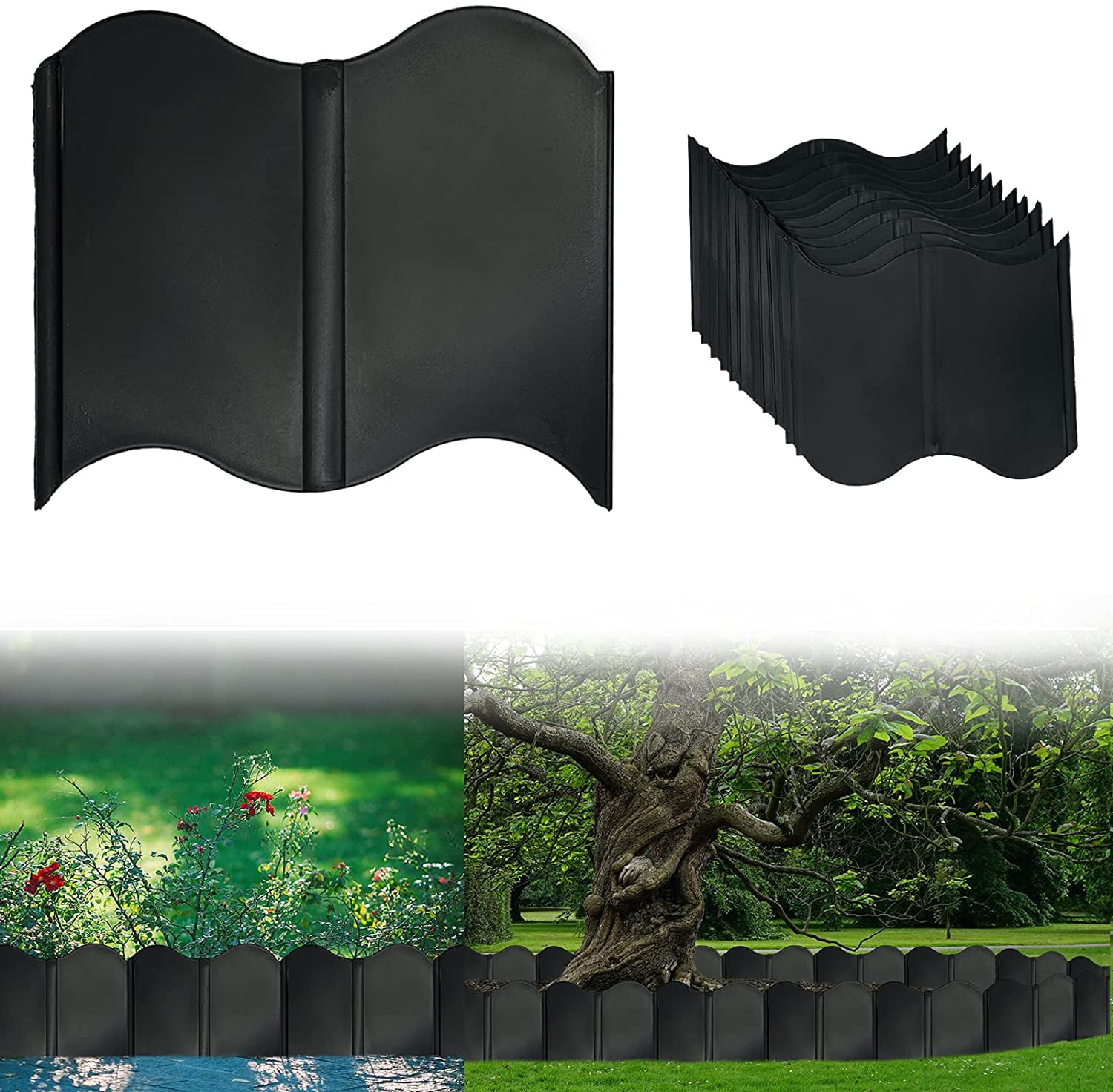 Artiflr 20pcs Garden Edging Landscape Lawn Edging Border Decor, 10ft