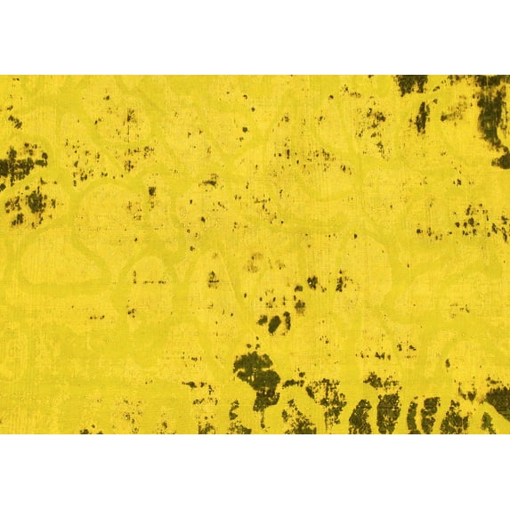Ahgly Company Indoor Rectangle Abstract Yellow Modern Area Rugs, 2' x 3'