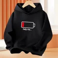 thumbnail image 2 of Nueva sudadera con capucha con estampado de "Ayúdame a tener batería baja" para niños, sudaderas para niños, abrigo básico de hip hop para primavera y otoño, ropa para bebés y niños, 2 of 5