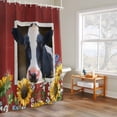 thumbnail image 4 of Cow Sunflowers Shower Curtain, Blue Yellow Flower Bee Farms Animal Oil Painting Waterproof Shower Curtain Set with 12 Hooks Lightweight Bath Curtains Fabric Bathroom Decor 72x72 Inches, 4 of 9