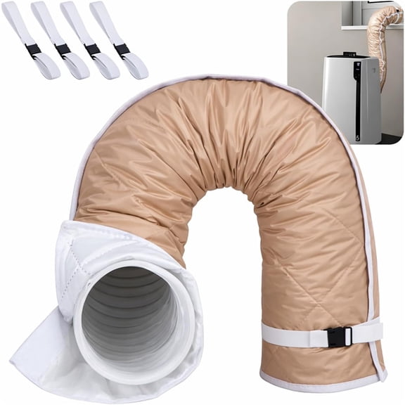 Ebaokuup Quilting Air Conditioner Hose Cover, AC Insulated Hose Cover Wrap with 4 Adjustable Buckle Straps, Portable Air Conditioner Hoses Sleeve for 5''-5.9" Diameter Exhaust Duct Vent (Beige),Beige