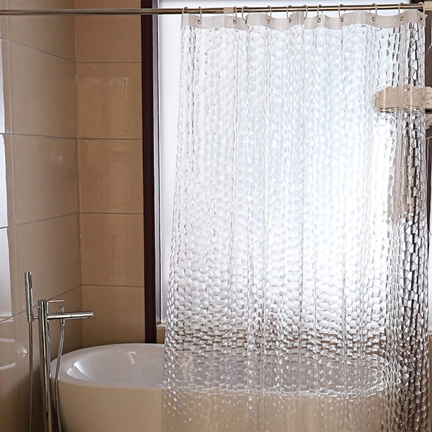 Cortina de ducha 180 X 200 cm, cortina de ducha lavable en EVA 3D translúcida, impermeable, antibacteriana y de secado rápido, apta para bañeras, baños.