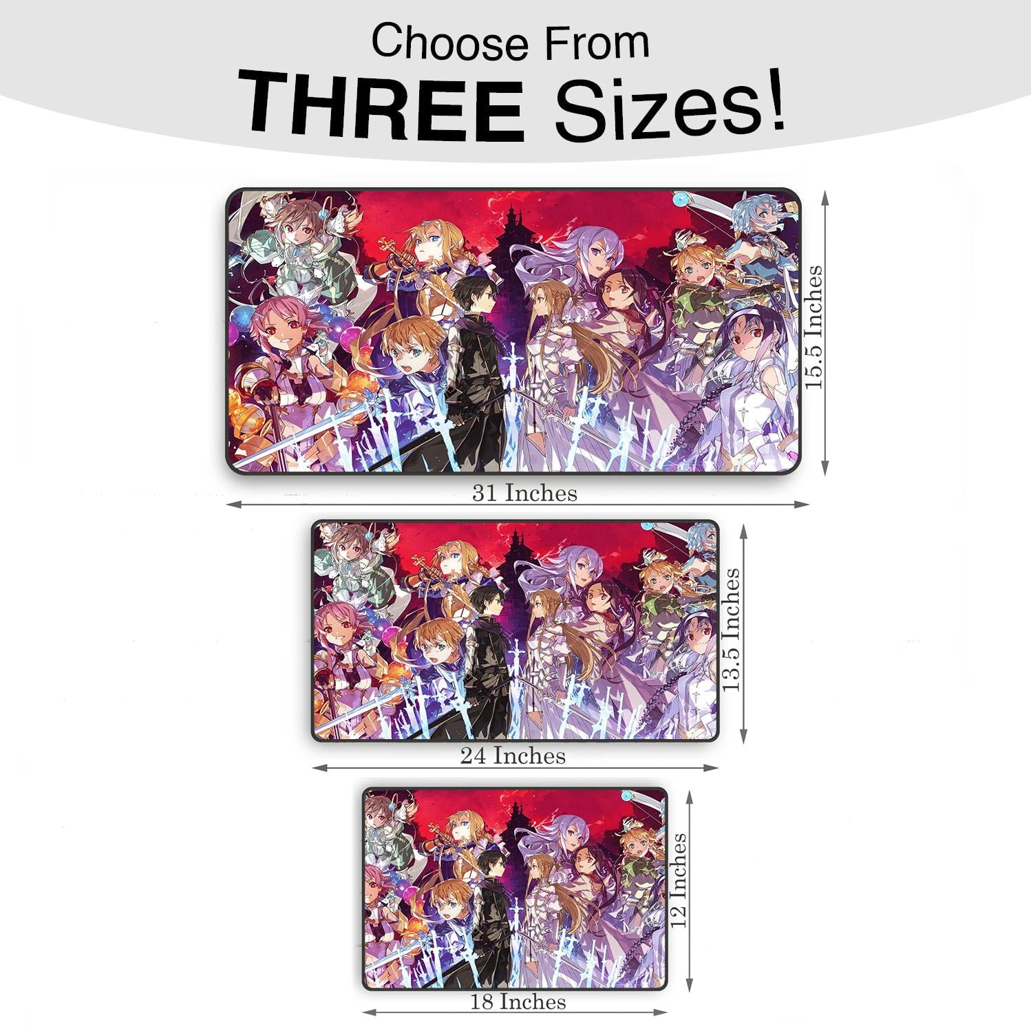 Sword Art Online Anime Gaming Mousepad, Large Extended Desk Mat with Character Design