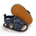 thumbnail image 4 of MIASHUI Toddler Sandals Summer Open Toe Hook Loop Flat Bottom Shoes Baby Walking,Blue,12-18 Months, 4 of 7