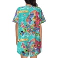 thumbnail image 3 of Picia Cartoon Map Of Europe Pajamas Sets for Women Soft Short-Sleeved Pjs with Lounge Shorts Two Piece Sleepwear-4X-Large, 3 of 9