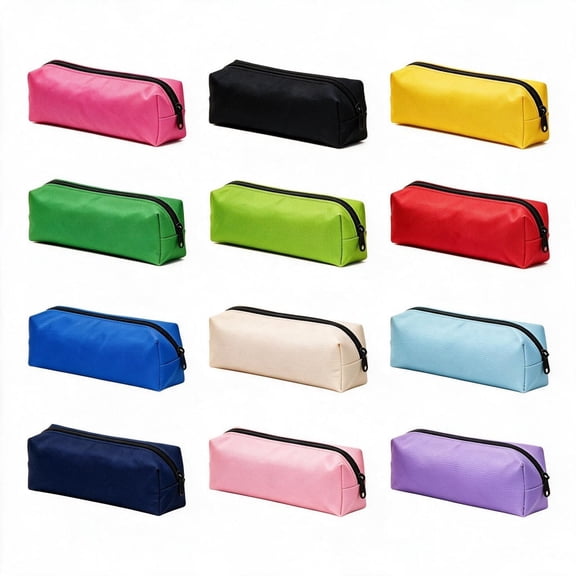 12 Packs Canvas Zipper Pencil Pouches, Waterproof Heavy‑Duty Multipurpose Zipper Pen Bags for Stationery Storage Organizer