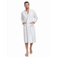 thumbnail image 2 of MAYFISH Men's Pure Cotton Robe, Lightweight and Soft, Long Summer Sleepwear 100% Cotton Robe with Pockets (White, XL), 2 of 5