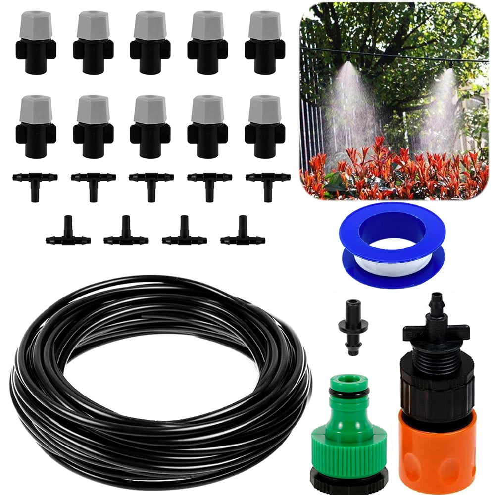 33ft Garden Patio Misting Cooling System Water Mister Nozzles Mist Sprinkler Kit 