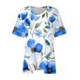 thumbnail image 4 of Pisexur Hauts pour Femmes, Hauts d'Été pour Femmes, Hauts Grande Taille pour Femmes, Hauts pour Dames Mode Été Sexy Imprimé Manches Courtes Col Rond Multicolore, 2TG, 4 of 7