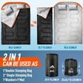 thumbnail image 5 of Double Sleeping Bag for Adults Mens with Pillow, XL Queen Size Two Person Sleeping Bag for All Season Camping Hiking Backpacking 2 Person Sleeping Bags for Cold Weather & Warm  Couple outdoors, 5 of 14