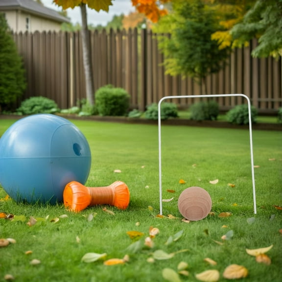 LOLIPPYY 1Set Backyard Croquet Set with Wood Balls and Iron Wickets for Outdoor Garden and Courtyard Games