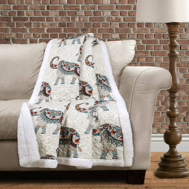 Lush Decor Essential Living Hati Elephants Soft Sherpa Throw Blanket Walmart Com Walmart Com