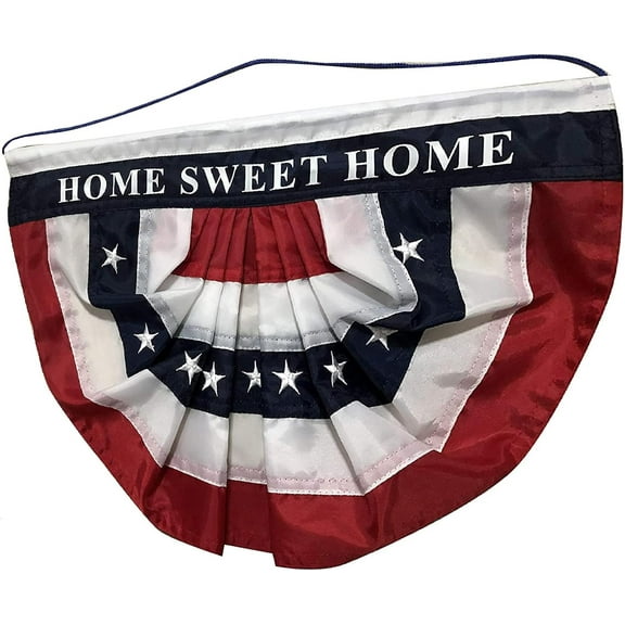 Home Sweet Home Patriotic Bunting Flag - 10" x 16", 4th of July, Porch, Hanging Door, USA, President's Day, Memorial Day