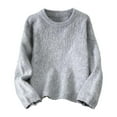 thumbnail image 3 of DuoJiaJ Women Sweaters Crew Neck Oversized Pullover Sweater Long Sleeve Fuzzy Cozy Sweater for Womens Loose Soft Trendy Tops Gray XXL, 3 of 3