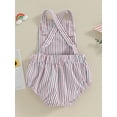 thumbnail image 5 of Suealasg Infant Baby Boys Girls Summer Romper 3M 6M 9M 12M 18M 24M Toddler Stripe Print Sleeveless Square Neck Button Jumpsuit Overalls Outfits, 5 of 9