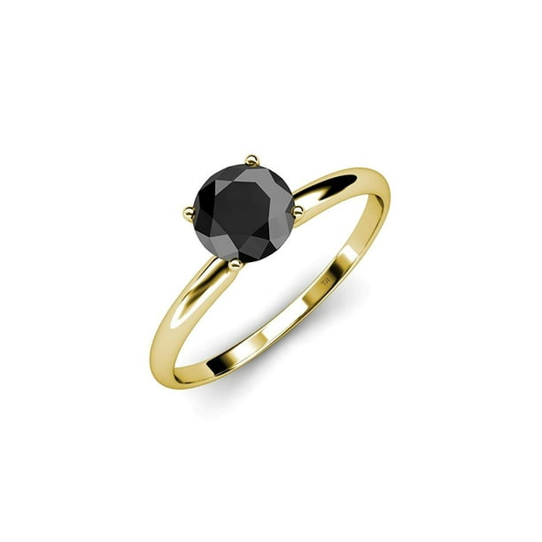 TriJewels Black Diamond Solitaire Ring 3.00 ct in 14K Yellow Gold