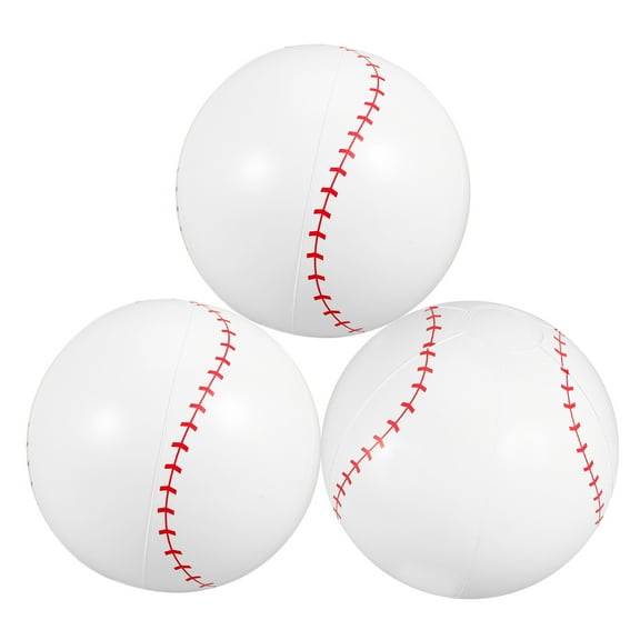 OUNONA 3-Pack White Inflatable PVC Baseballs for Pool, Beach, Outdoor Sports, Parties, and Activities