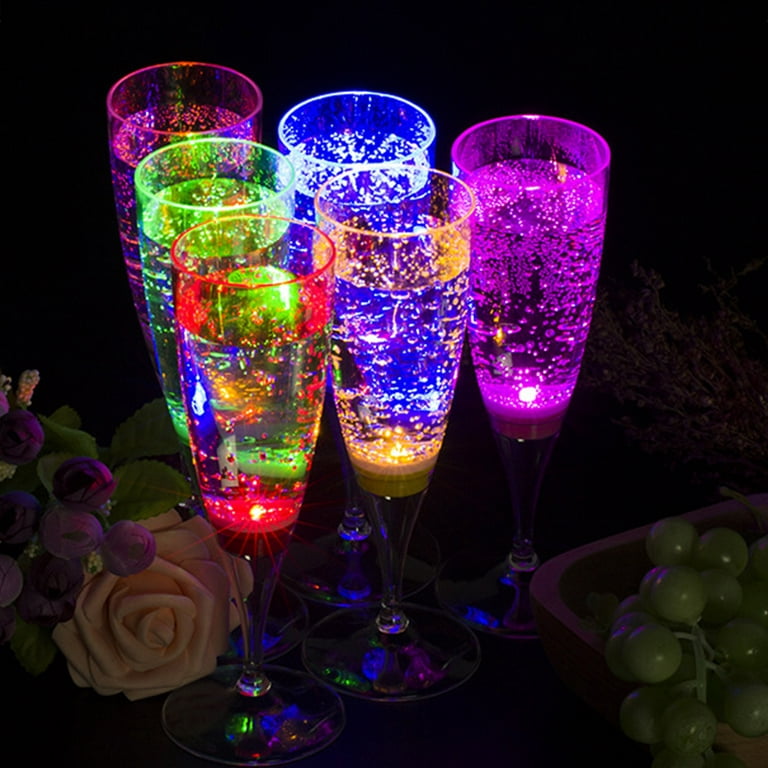 Cocktail Cup Champagne Glass 6Pcs Martini Cocktail Glasses,Light up Glasses  Drinking Red Wine Glasses LED Cups & Glasses Margarita Glass for Party 