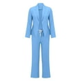 thumbnail image 5 of WTOBBY Women's Elegant 2 Piece Suit, Slim Fit Jacket with Lapel and Formal Work Pants Set, Business Casual Outfit for Office, Professional Women's Wear for Work Conference,Blue M, 5 of 6