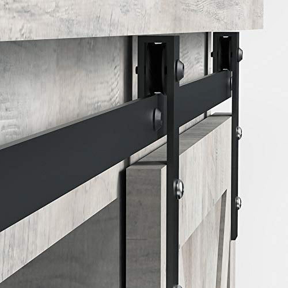 Modern Farmhouse Sliding Barn Door TV Stand,TV Stand for 65" Television, 59" Entertainment Center TV Console, Home Living Room Storage Table with Movable Shelf