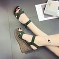 thumbnail image 5 of Black and Friday Deals 2023 Clearance under $5 asdoklhq Wedges for Women Women Fish Mouth Platform High Heels Wedge Sandals Buckle Slope Sandals Green 38, 5 of 6
