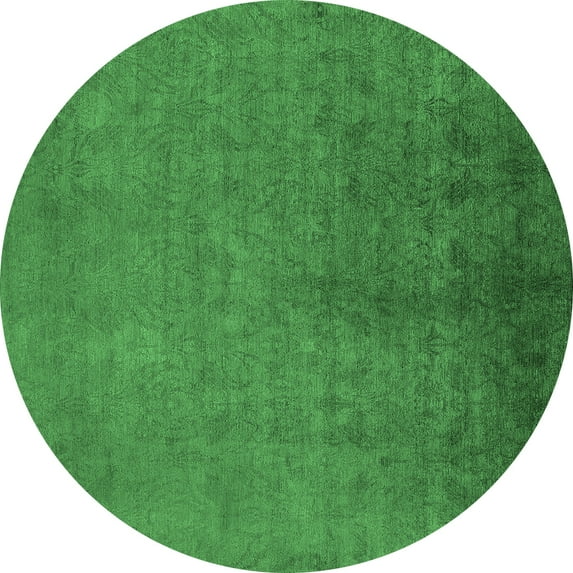 Ahgly Company Indoor Round Oriental Emerald Green Industrial Area Rugs, 7' Round