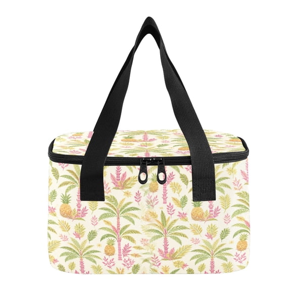 6L Insulated Lunch Bag Square Handheld Cooler Tote Exotic Pineapple Pattern Reusable Thermal Bag with Polyester & Aluminum Lining for Work Picnic Travel