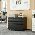 thumbnail image 5 of Fesbos 3 Drawer Mobile File Cabinet with Lock, Metal Rolling Filing Cabinets for Home Office, Fits Letter/Legal/A4 Size Files, Black, Assembly Required, 5 of 8