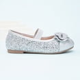 thumbnail image 4 of KPOPLK Girls Mary Jane Dress Shoes - Princess Ballerina Flats Low Heels for School Party Wedding, Back to School Shoes for Girls (Little Kid/Big Kids) Size 2.5,Silver, 4 of 9
