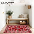 thumbnail image 3 of ODIKA 2'x3' Machine Washable Non-Slip Area Rug, Festive Holly Leaves Interlocking Medallion with Vintage Flair High Traffic Rug, Red, 615109, 3 of 7