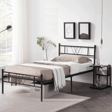 Cama Individual HOMEMAKE FURNITURE Somier de Metal Negro Minimalista Moderno 197x99,5cm
