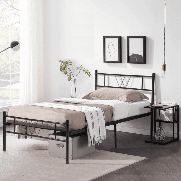 Cama Individual HOMEMAKE FURNITURE Somier de Metal Negro Minimalista Moderno 197x99,5cm