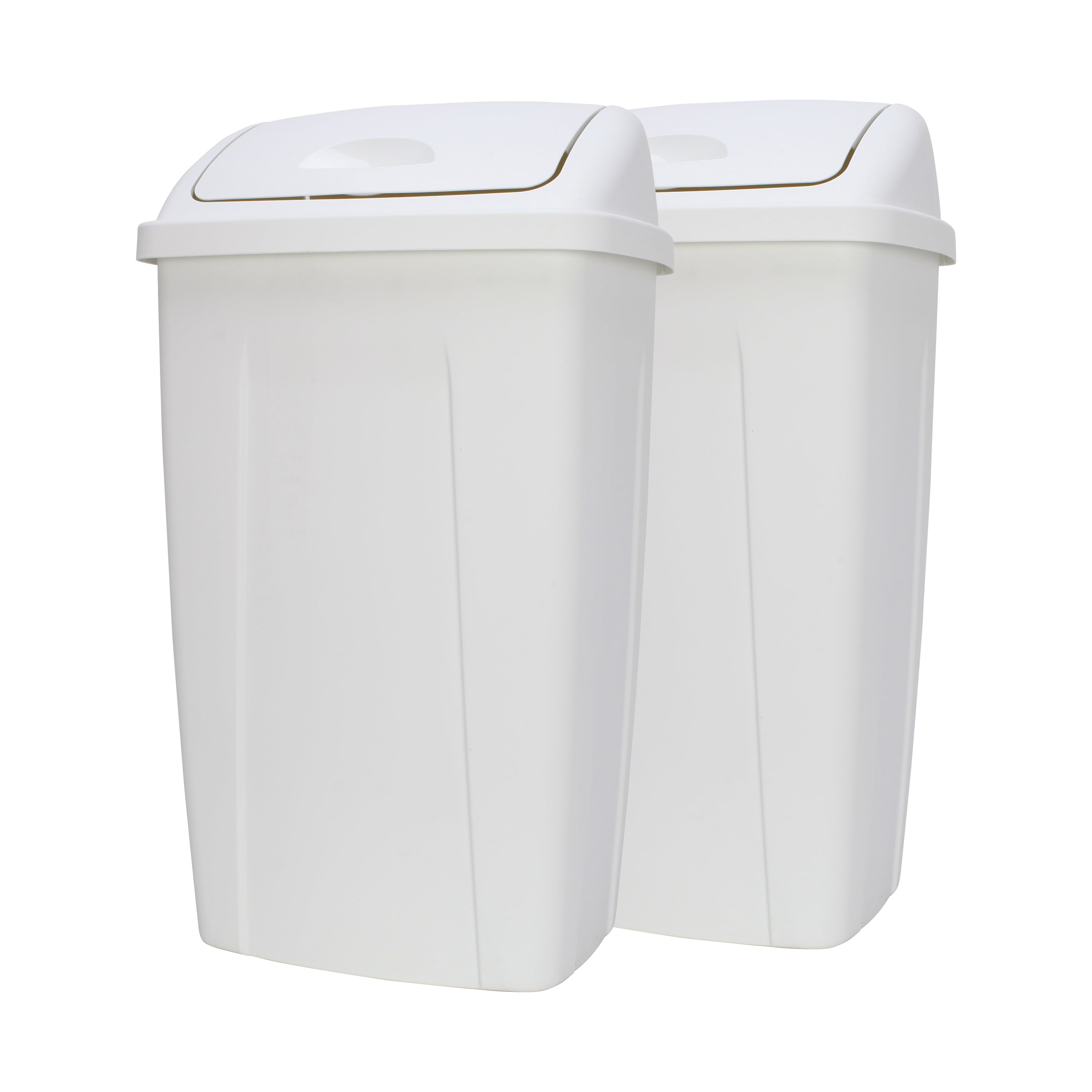 50 L Large Waste Rubbish Bin Recycling Basket Paper Swing Flip Top Lid Set of 2 