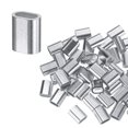 thumbnail image 1 of Uxcell 100-Pack Aluminum Crimping Loop Sleeves, 3mm 1/8 Single Round Barrel Wire Rope Sleeves, 1 of 2